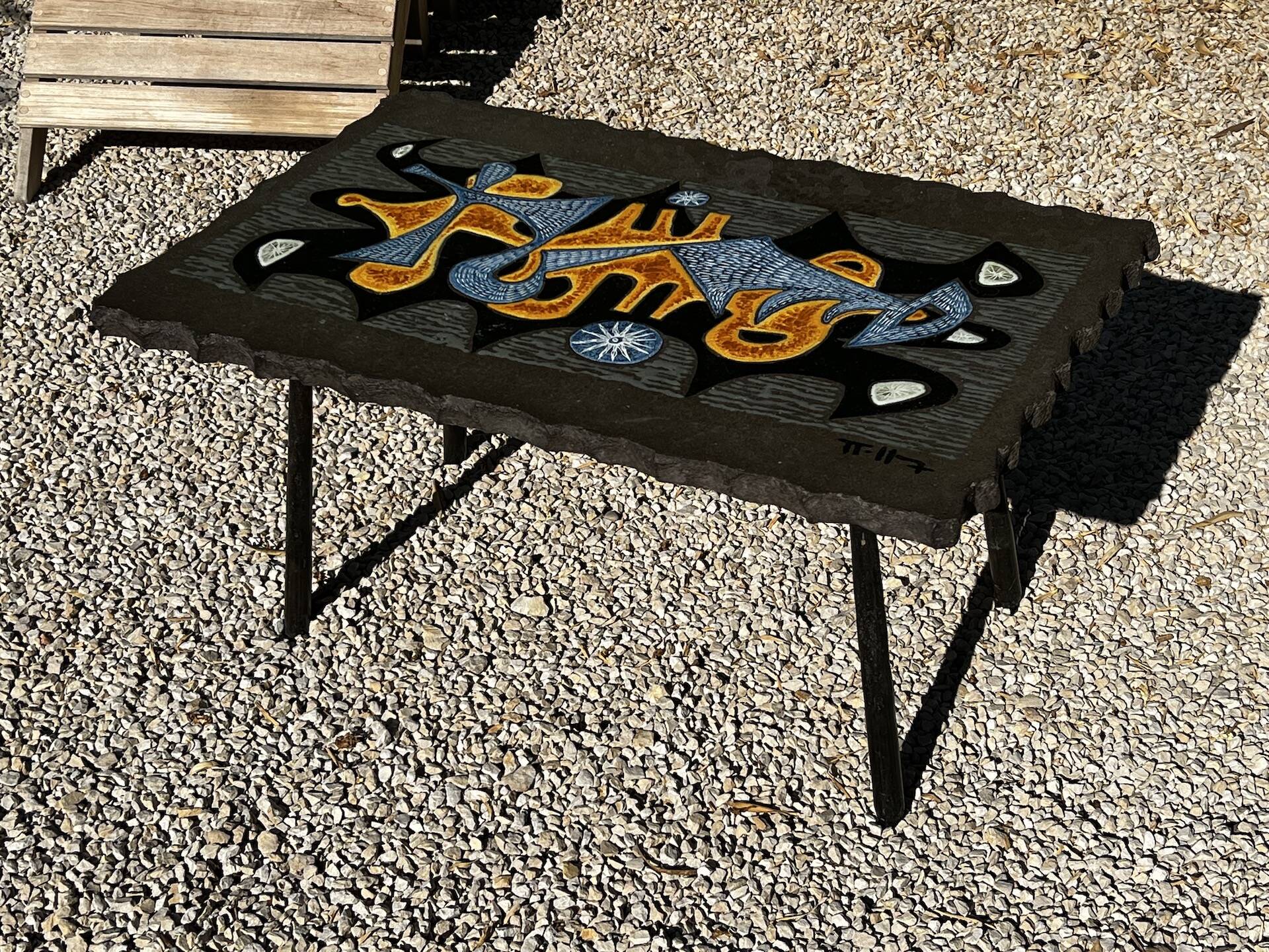 Jean Jaffeux enameled lava coffee table 1950