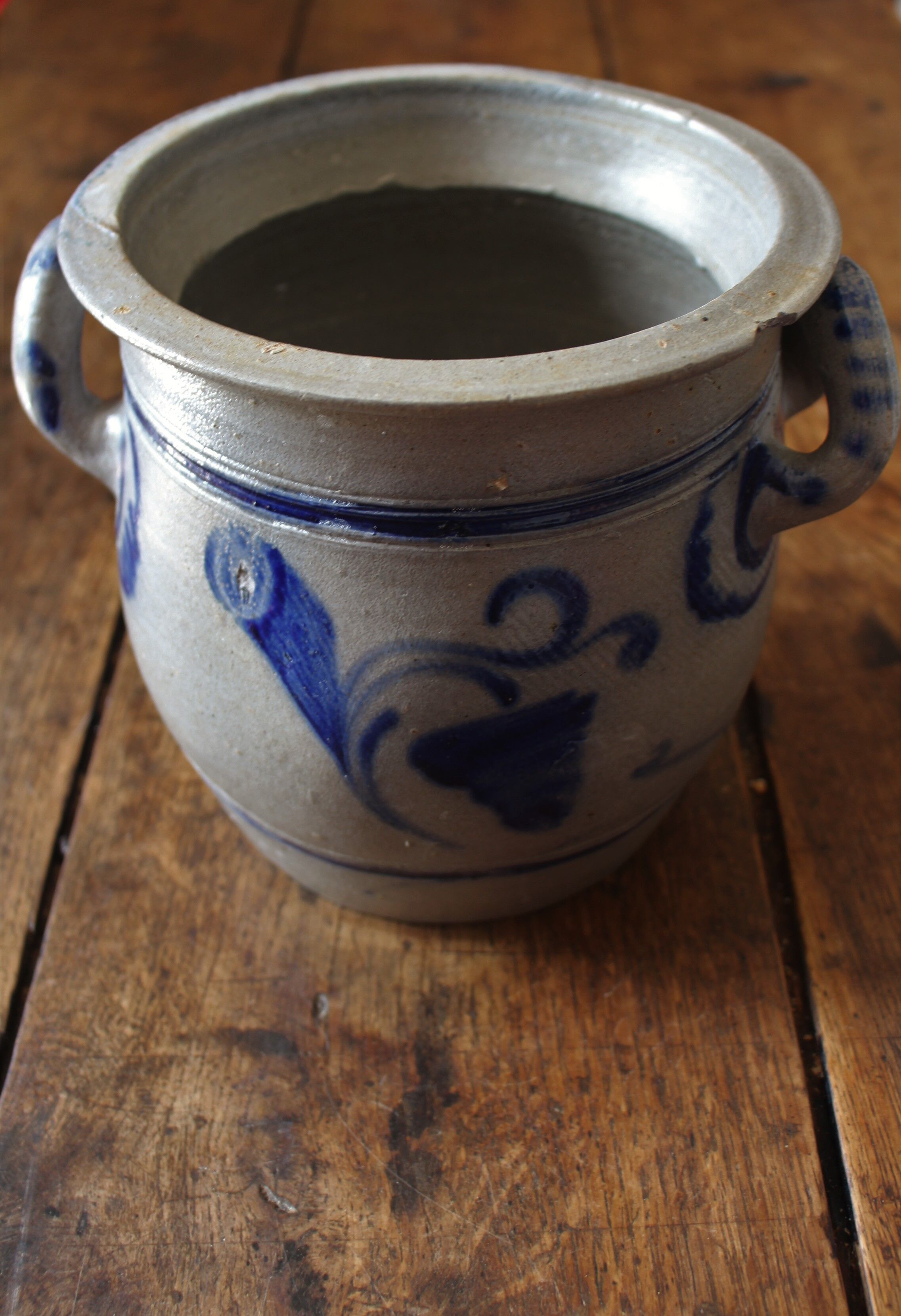 Pot en grès d'alsace gris bleu deux anses