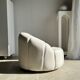 Large white circular armchair, white fabric upholstery