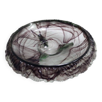 Vintage Topaz-Violet Cloud Glass Bowl or Centerpiece by Walther, Germany