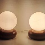 Paire lampes de chevet en bois