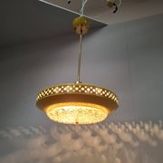 1970s Ludib Mid-Century Pendant Lamp in Yellow Metal, Brass and Glass