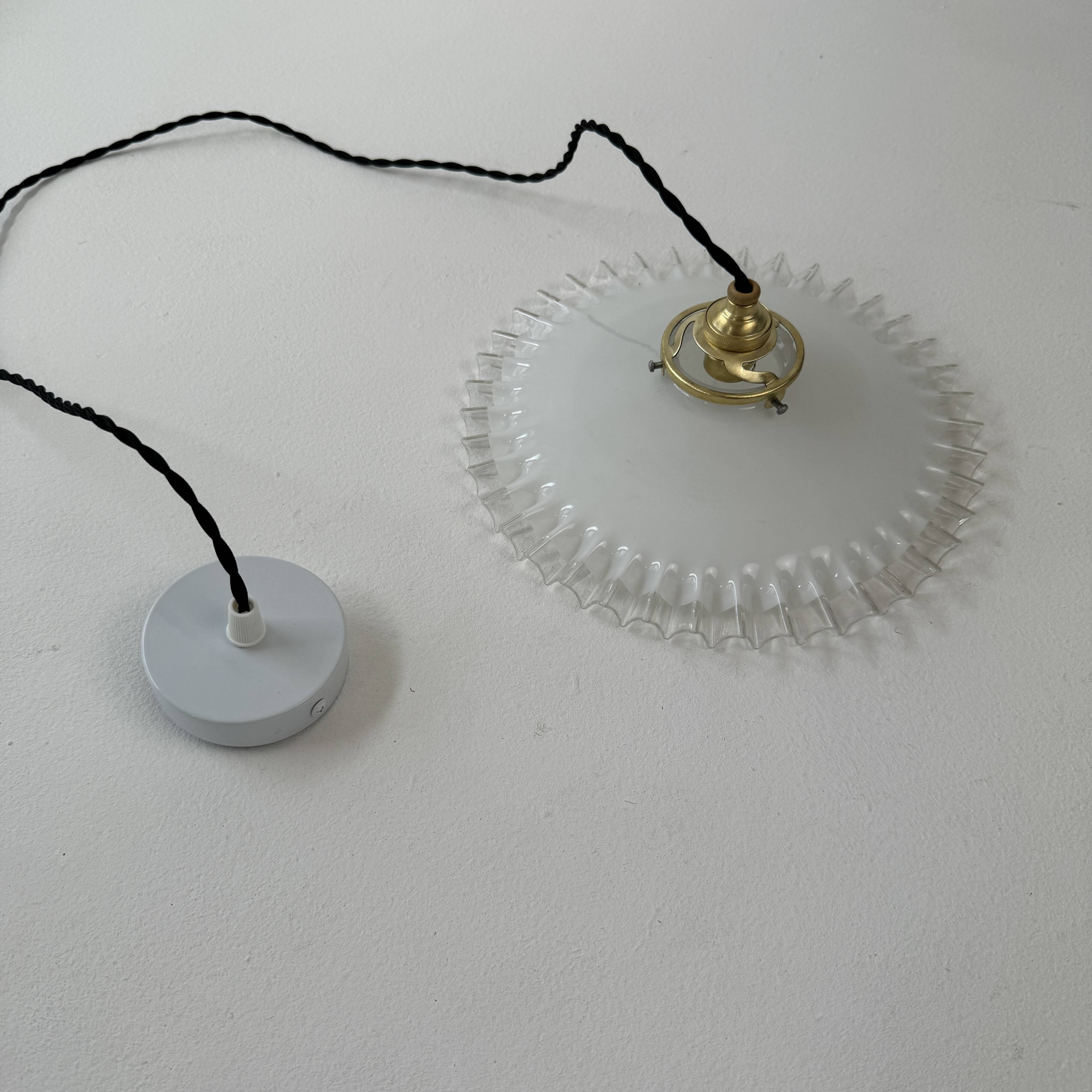 Vintage opaline lace pendant light, 25.5 cm