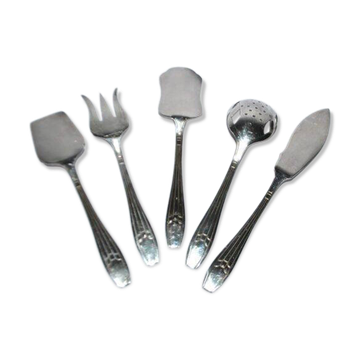 Service de couverts à mignardises, hors-d’œuvre modernistes orfèvre SA Lys, 1950