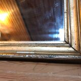 Mirror with golden mercury parquet signed david frame wood and stuck