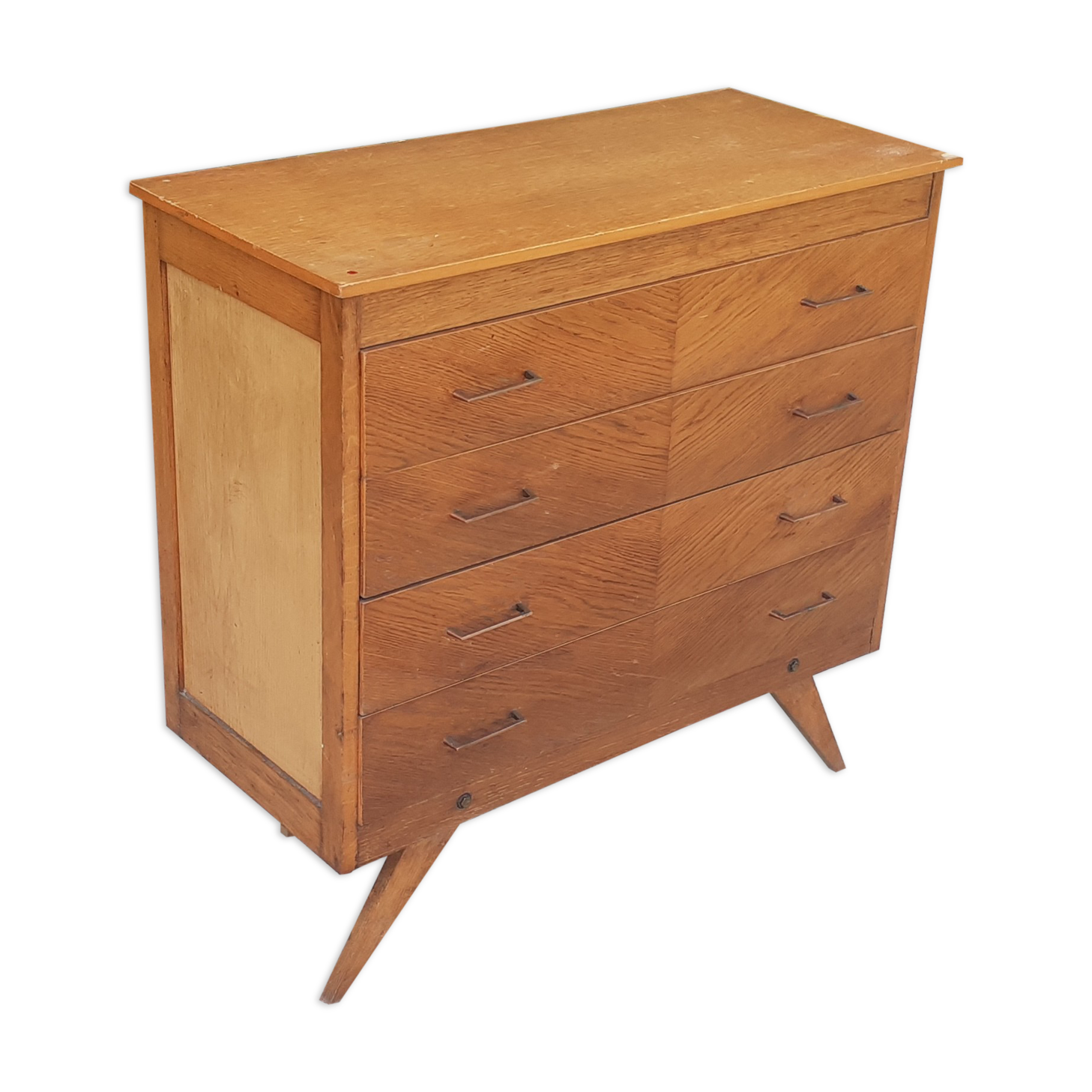 Commode 4 tiroirs pieds compas année 50 vintage