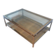 Table basse à double plateau en chrome et laiton