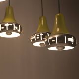 Chrome and green cascade pendant lamp