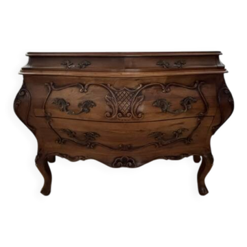 Louis XV style tomb commode in wood with carved decoration – 4 drawers