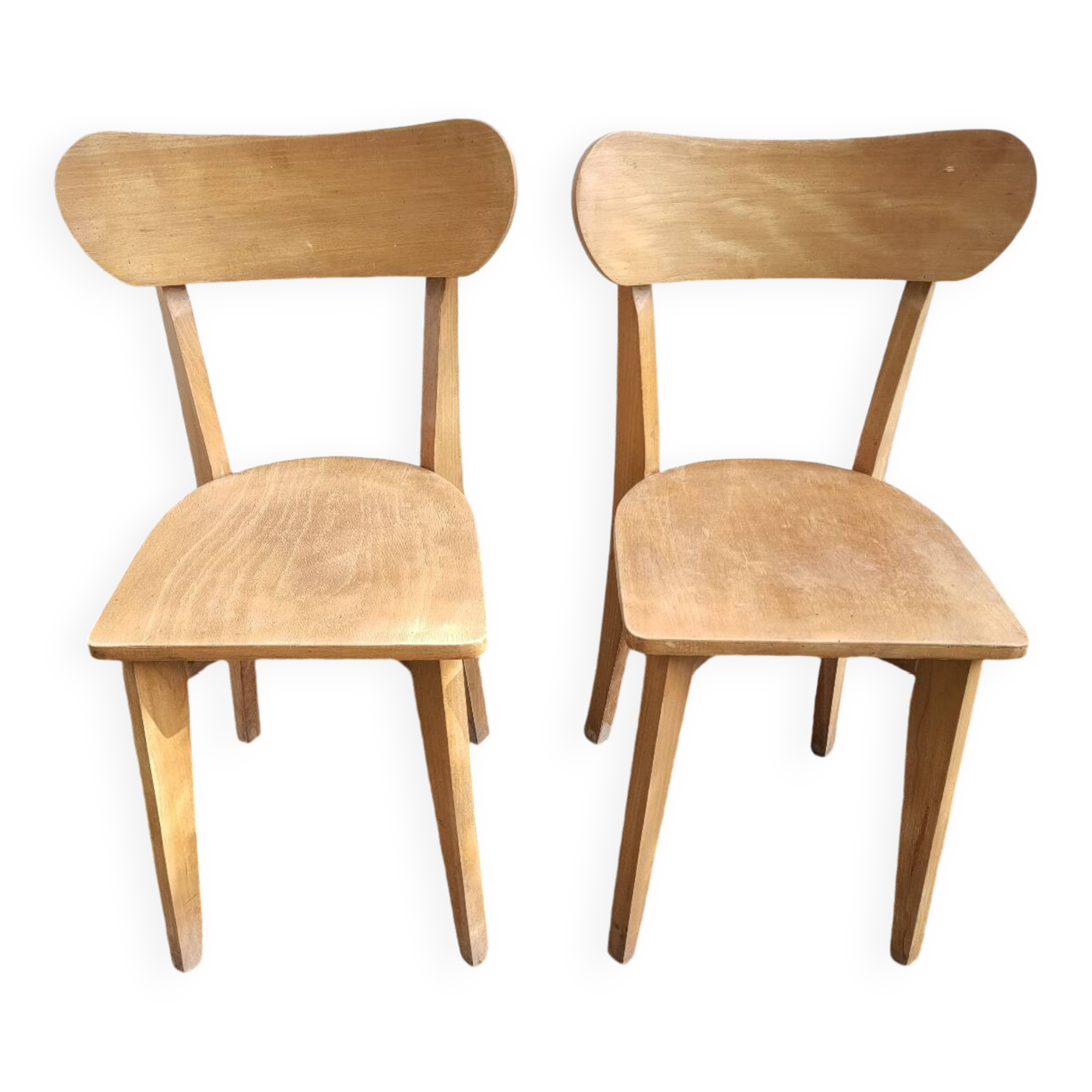 Pair of vintage solid wood bistro chairs