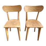 Pair of vintage solid wood bistro chairs
