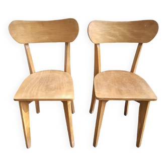 Paire de chaises bistrot vintage bois massif