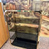 Vintage shelf in brass and smoked glass – Italian work, circa 1970.