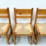 Chaises danoises vintage en pin avec corde en papier par TP Design pour Gm Møbler, années 1970, lot de 6