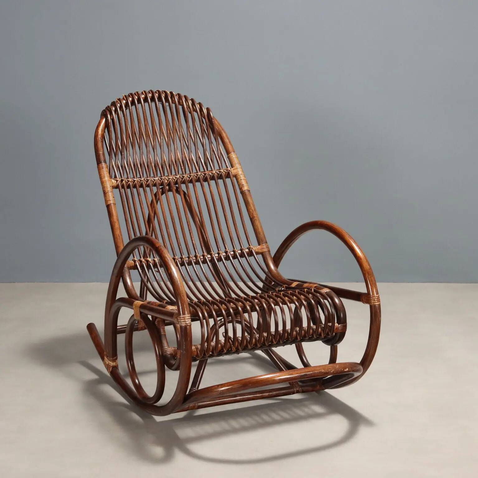 Vintage bamboo rocking chair, design, Italy, 1970s