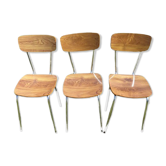 Lot de trois chaise en formica effet bois 70