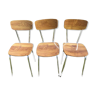 Lot de trois chaise en formica effet bois 70