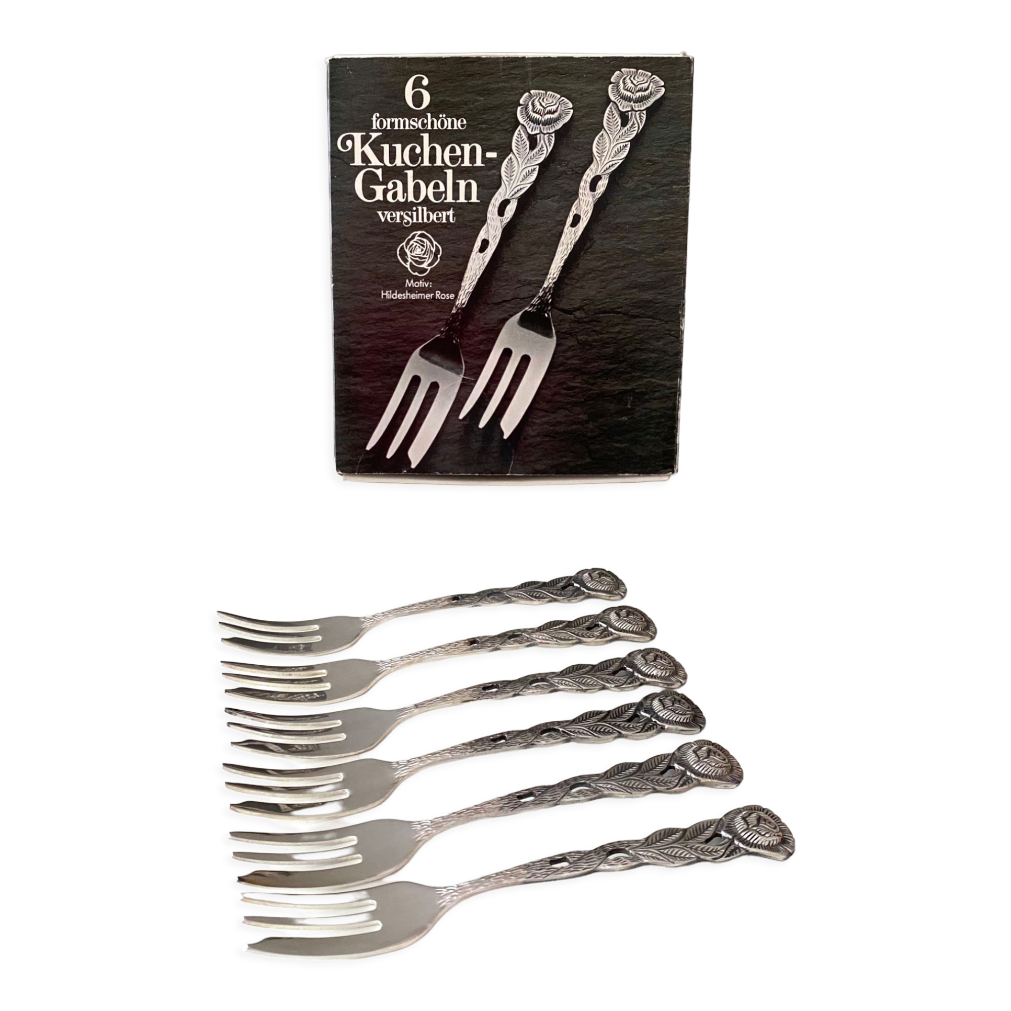 Set de 6 fourchettes à gâteau Hildesheim Rose plaqué argent