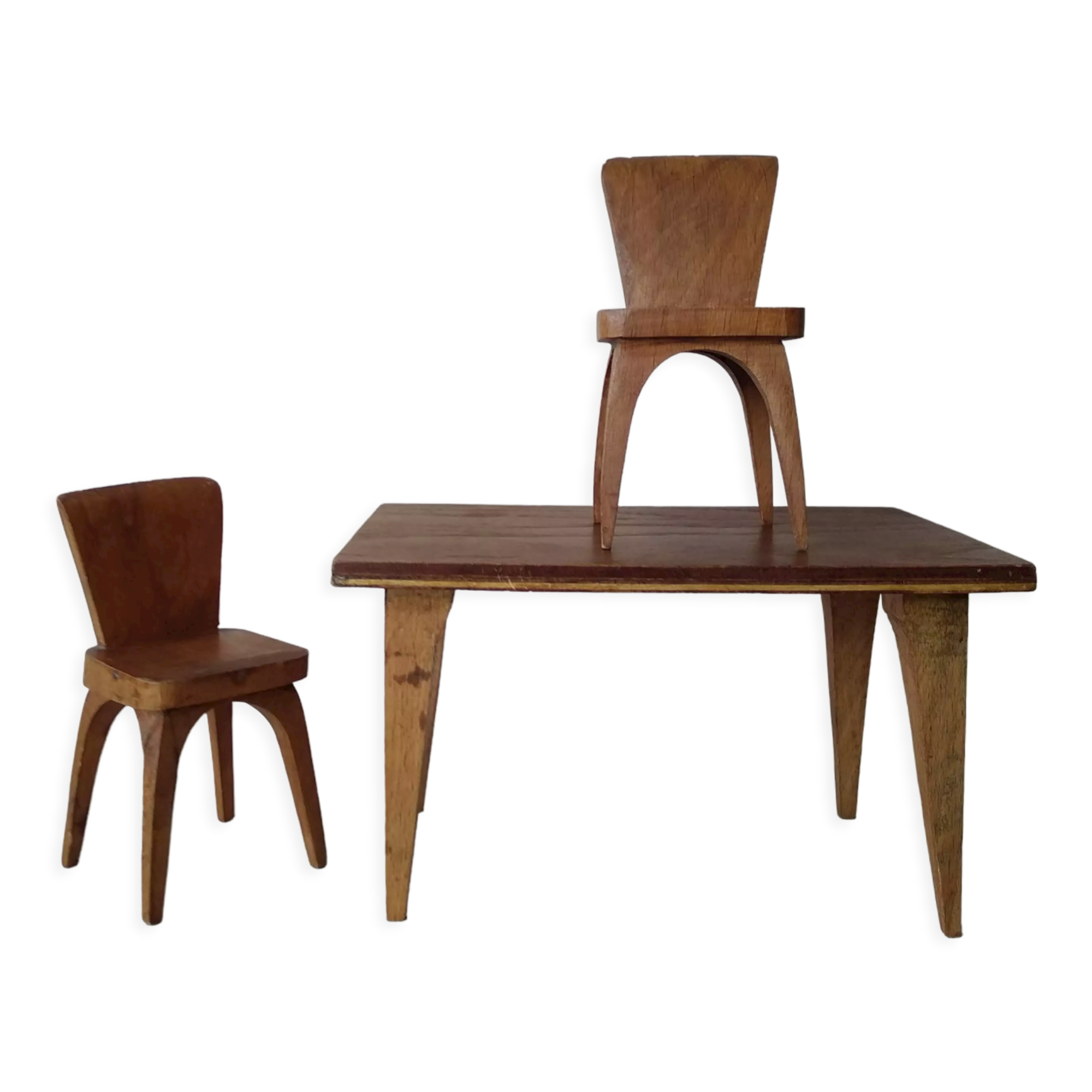 Miniature table and chairs vintage doll