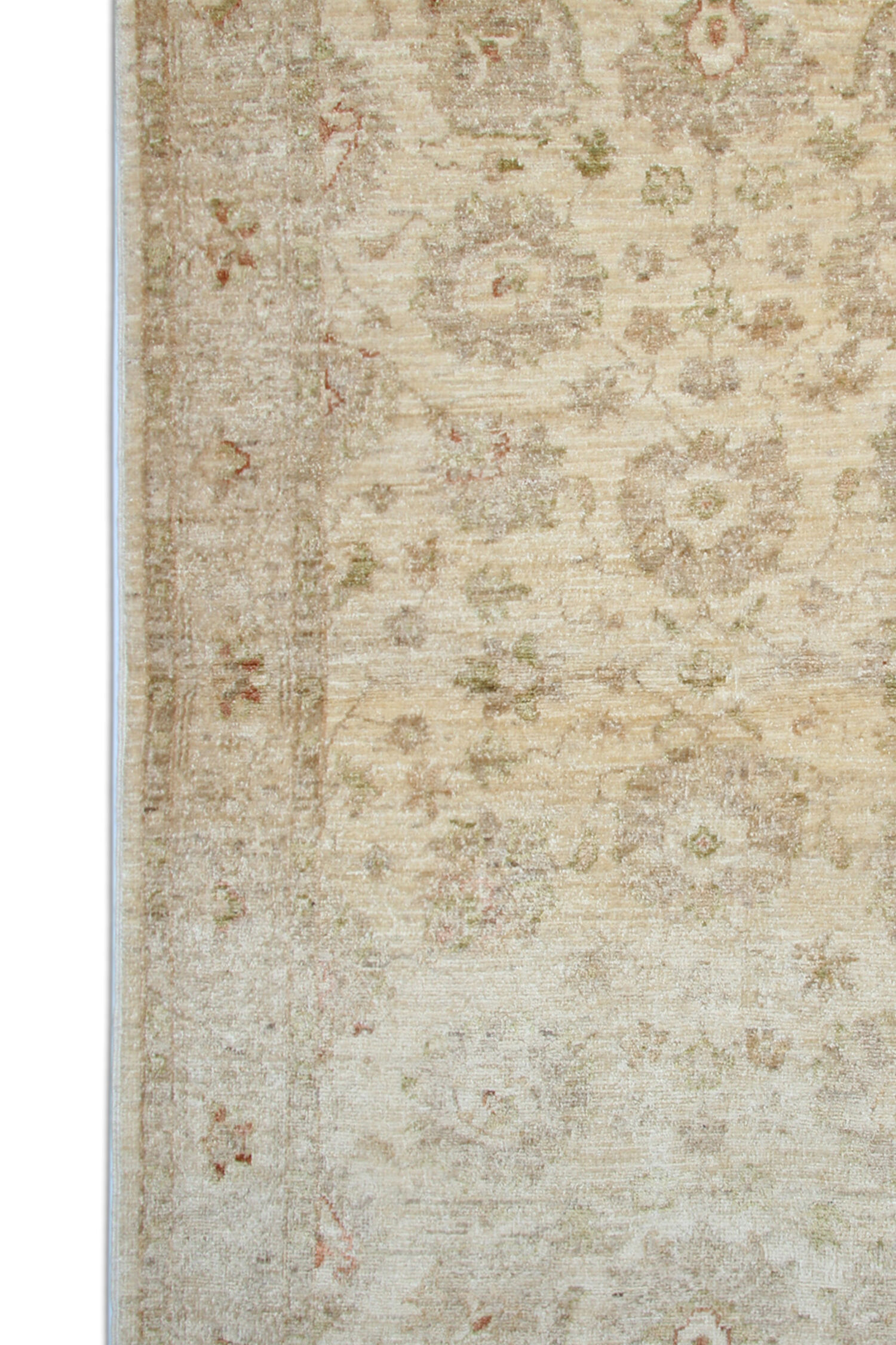 Cream Wool Rug Handmade Ziegler Carpet 83x188cm