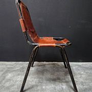 Set of 3 leather Bauhaus chairs by DalVera, Charlotte Perriand style, 1950.