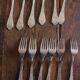 A set of 6 forks + 6 spoons silver metal foliage