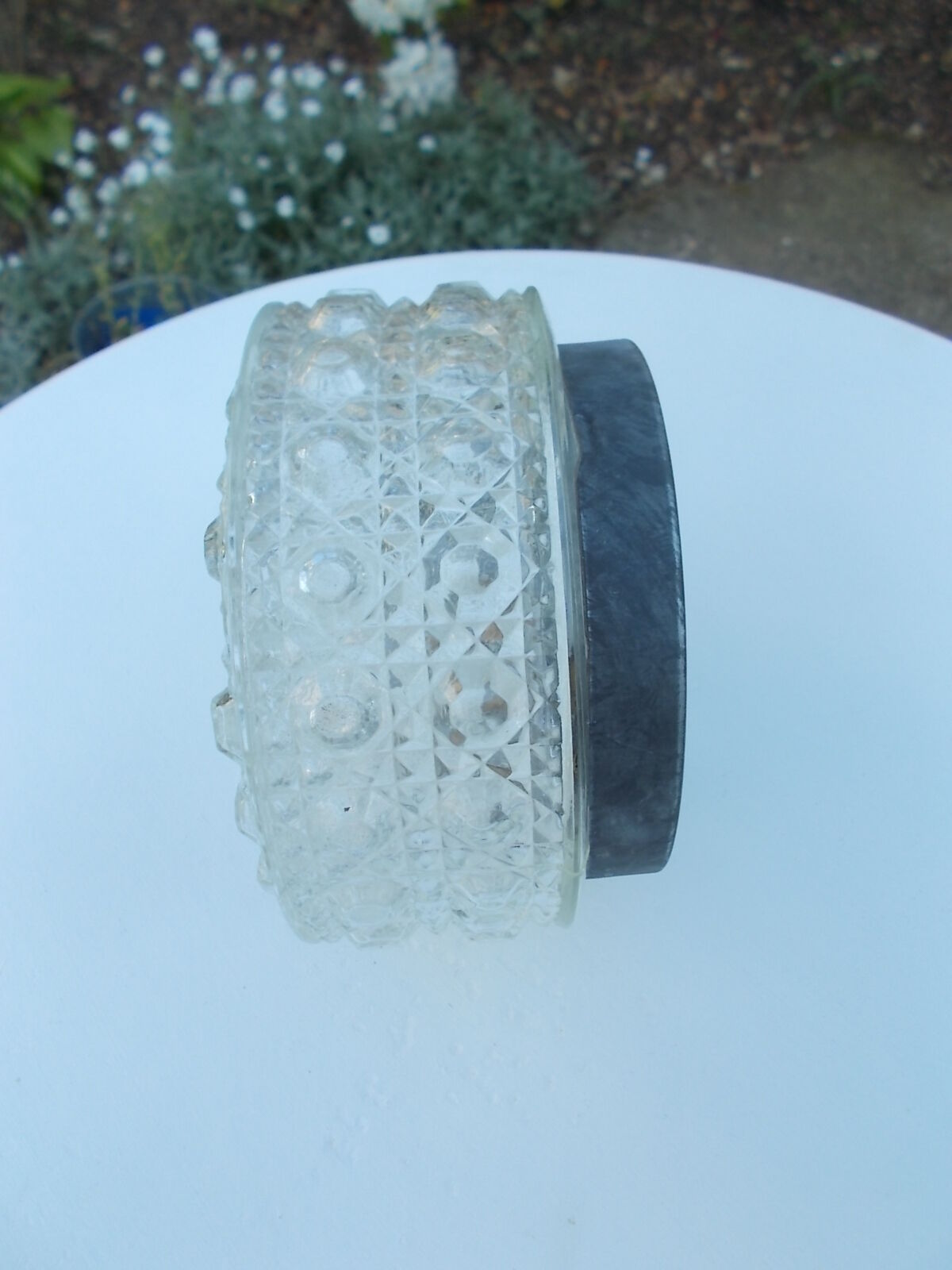 Round ceiling light, vintage moulded glass globe