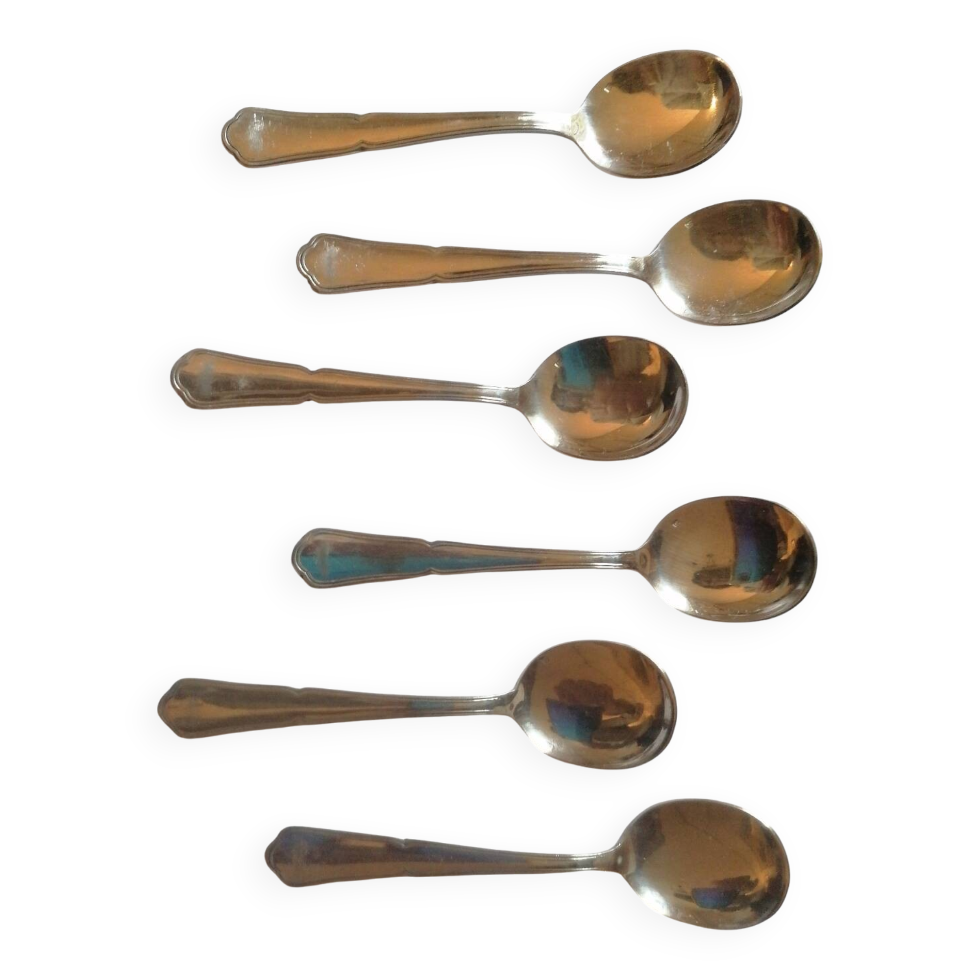 6 silver metal ice cream spoons