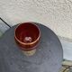 Red glass cut on vintage chiseled brass copper base