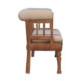 Luxury Handcrafted Rustic Chic Hallway Bench - Mango Wood,  Boucle & Buffalo Leather