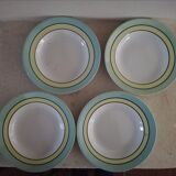 4 assiettes à soupe terre de fer St Amand