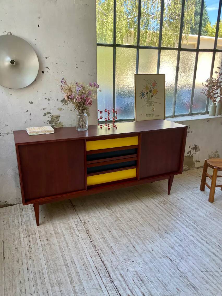 Scandinavian modernist teak sideboard with 4 drawers
