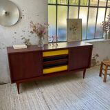 Enfilade scandinave moderniste en teck à 4 tiroirs