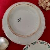 Flat, dessert, hollow plates and tureen in old earthenware