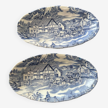 two English style ravines Faience de Lunéville