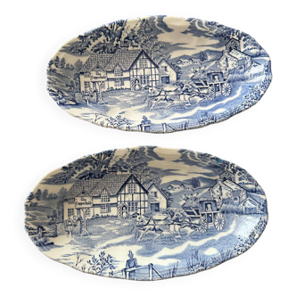 two English style ravines Faience de Lunéville