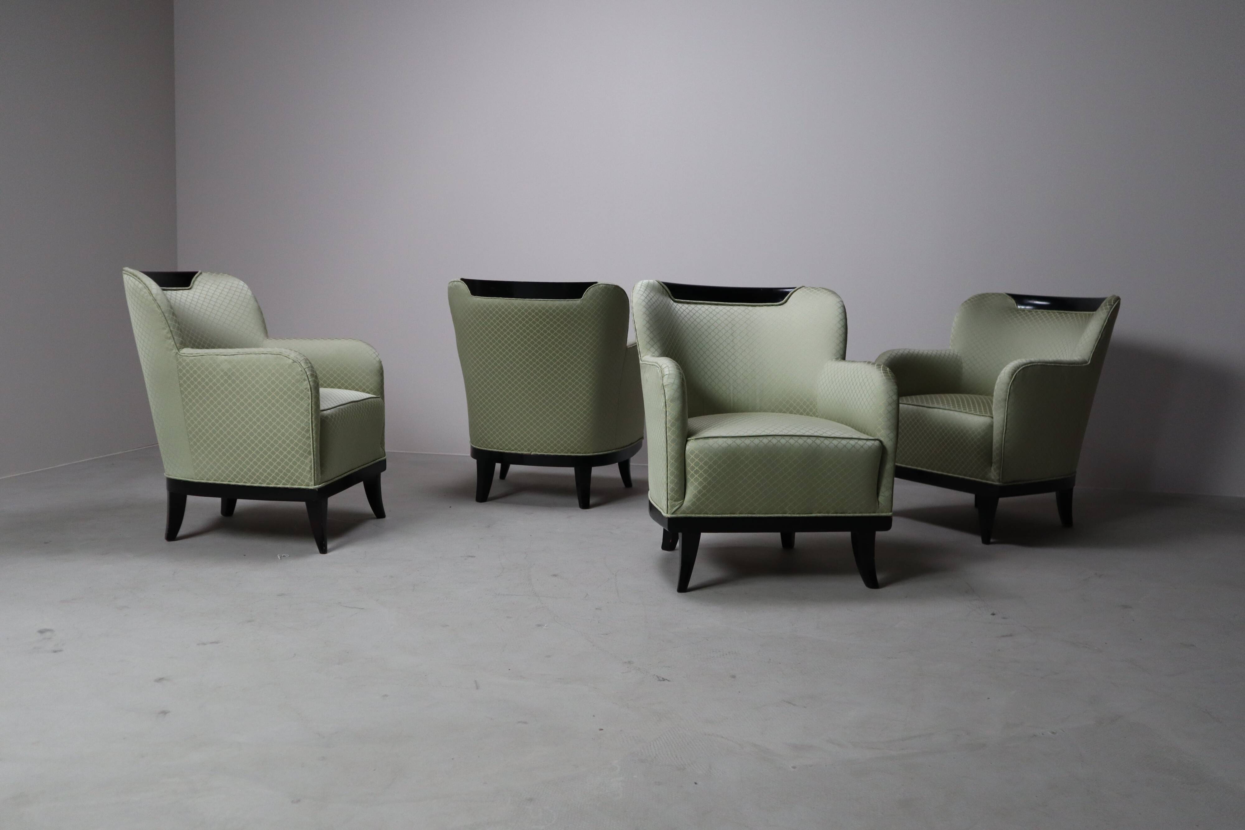 Set of four Art Deco armchairs, 1930-1950