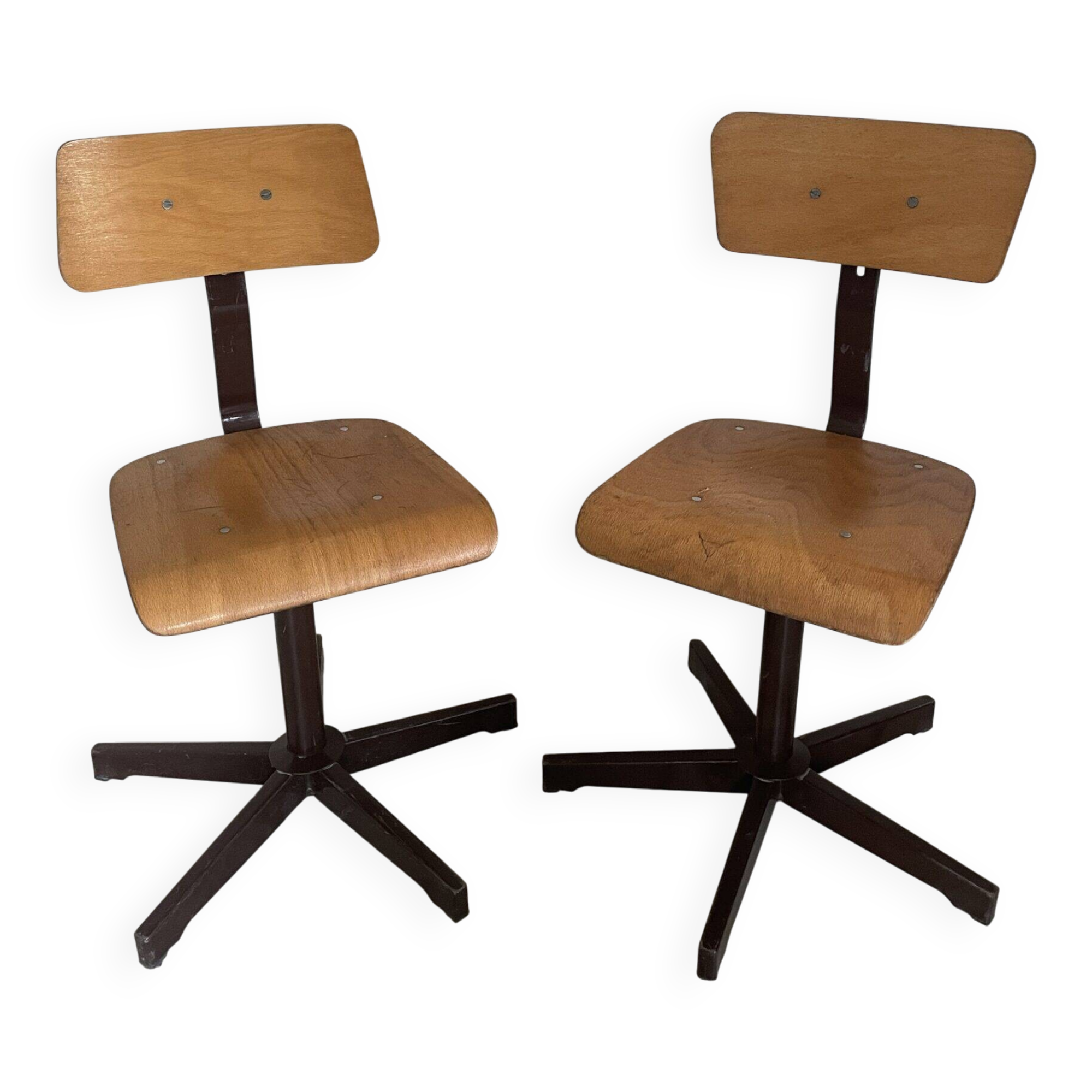 Pair of industrial swivel chairs