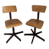Pair of industrial swivel chairs