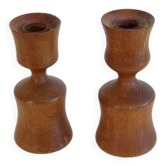 Pair of Danish teak candlesticks 1960