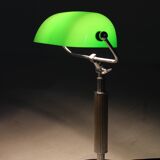 Lampe de table de banquier plaquée chrome Art déco des années 1930, Tchécoslovaquie