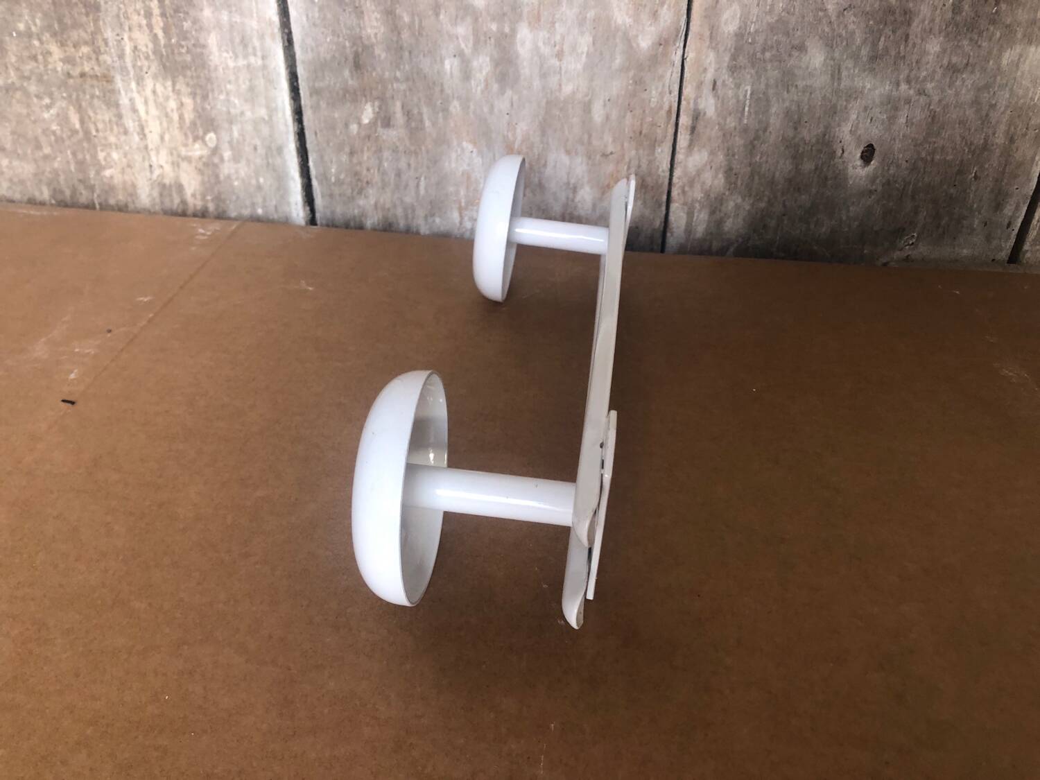 Old Wall Coat Rack x2 Vintage White Metal #A699