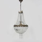 Antique Italian hot air balloon chandelier with glass pendants. Chandelier with pendants.