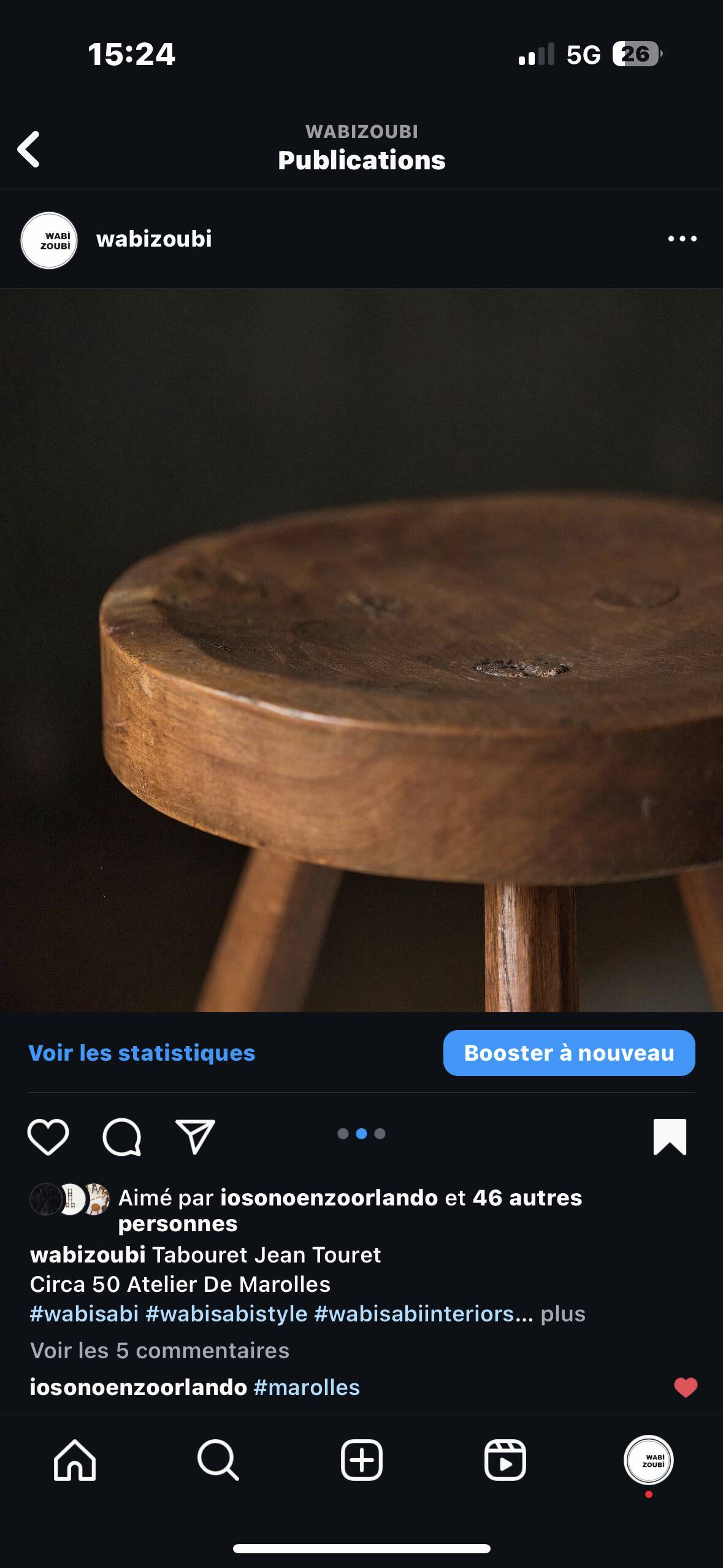 Jean Touret stool for the artisans of Marolles.