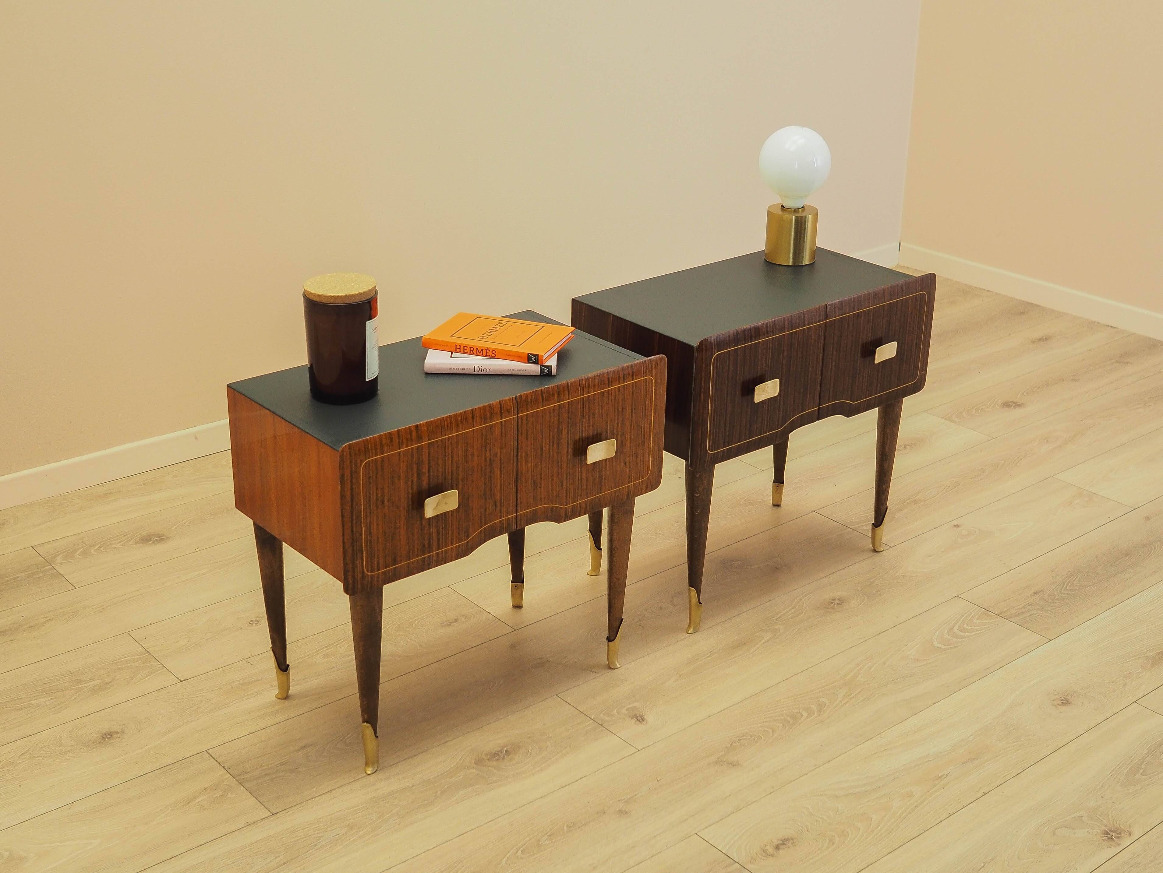 Two Bedside Cabinets, Mahogany Veneer, Italy, 1970s
