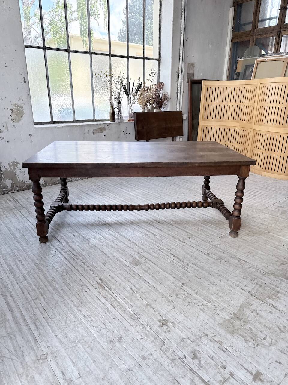 Solid oak table 1900 drapery style XL 280cm with extensions