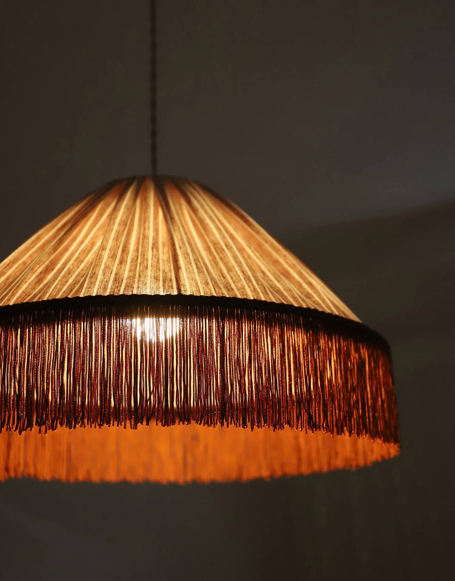 Beautiful suspension — earth stripes, bohemian fringes