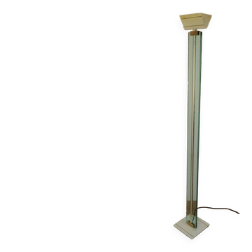 Floor lamp made of glass, brass and lacquered metal