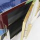 Mid-Century Style Italian Sideboard Made of Wood Brass and Colored Glass