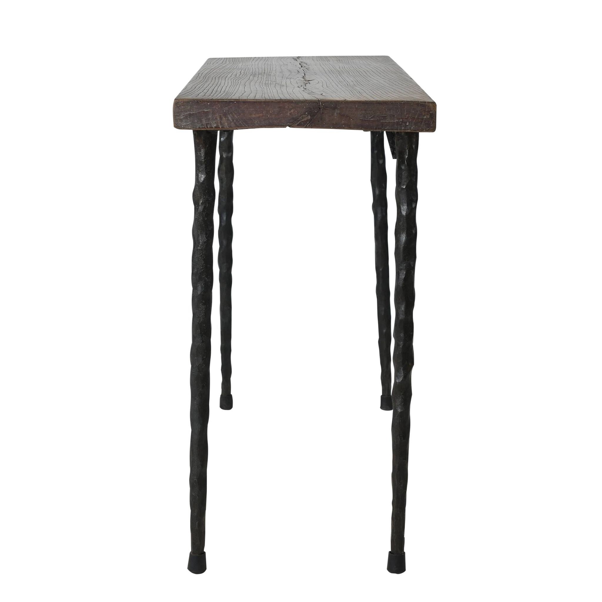 Haidong - Console fine avec plateau ancien en orme et pieds en fer n°1